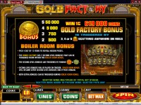 Gold Factory Paytable 1